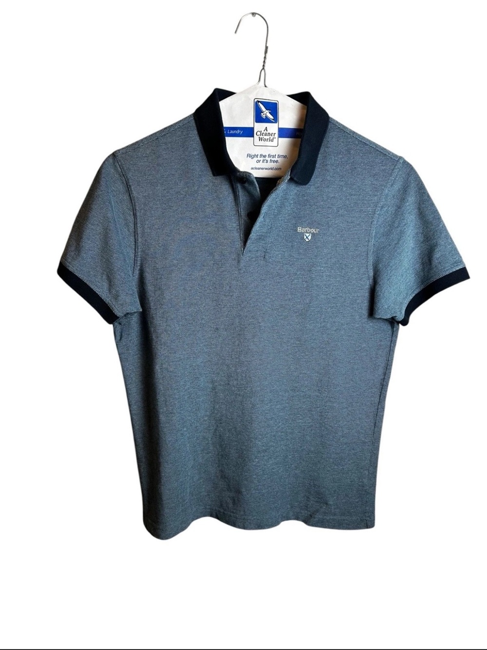Barbour Men’s Sports Mix Polo Navy Contrast Trim Short Sleeve Size M